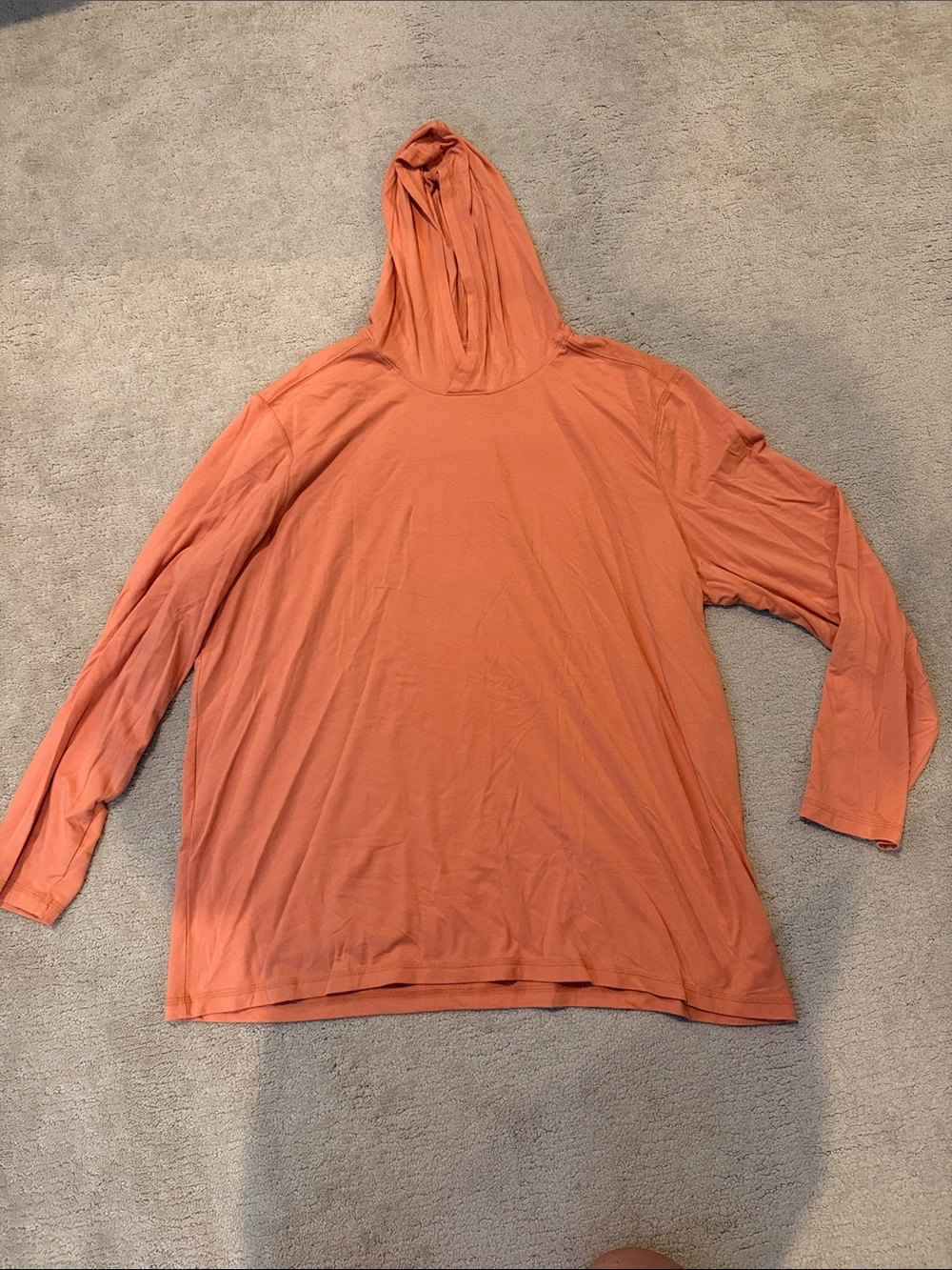 The Normal Brand Lightweight Orange Hooded Long Sleeve Shirt